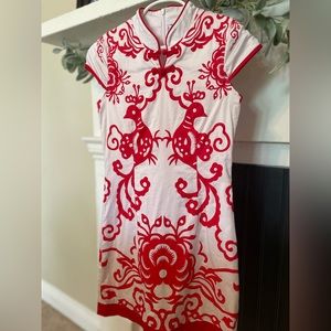 Red and white dress